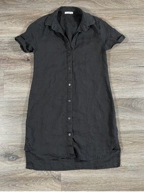 Standard James Perse Women's Dress 100% Linen Button Down Short Sleeve 1  Gray